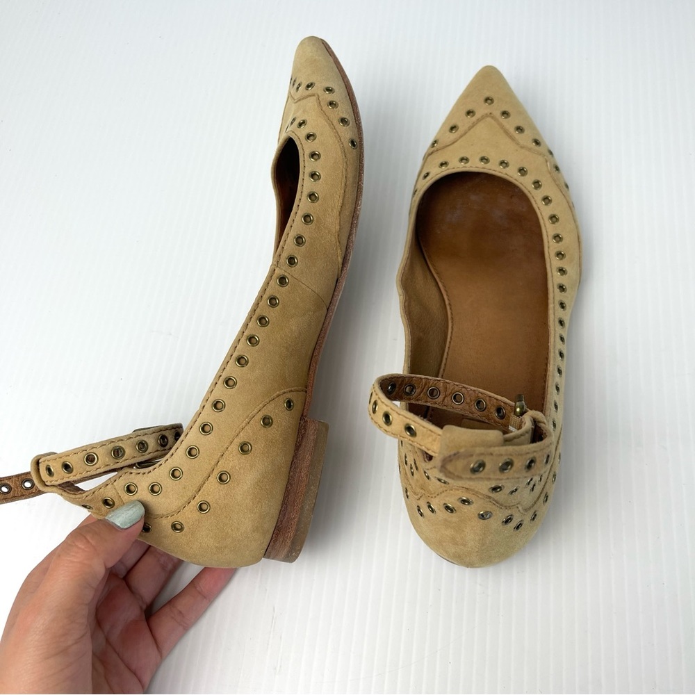 Frye Tan Leather Sienna Studded Pointed Flats - Picture 8 of 16